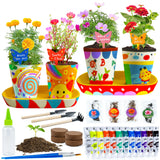 RGBDOT Kids Gardening Set Paint and Plant Stoneware Flower Gardening Kit with 4 Pots Arts and Crafts for Kids Ages 8-12 Best Easter Gifts for Girls Boys Ages 5 6 7 8 9 10