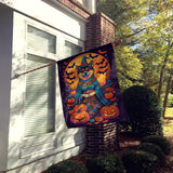 Akita Witchy Halloween House Flag