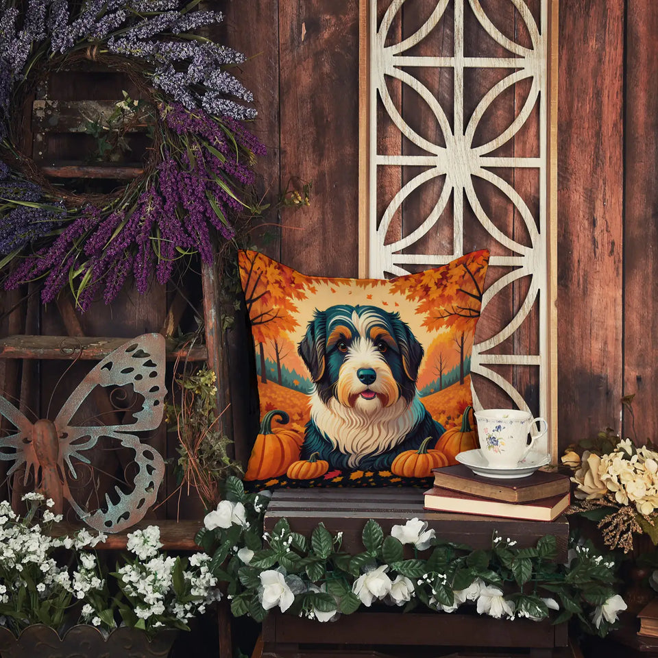 Bearded Collie Fall Throw Pillow