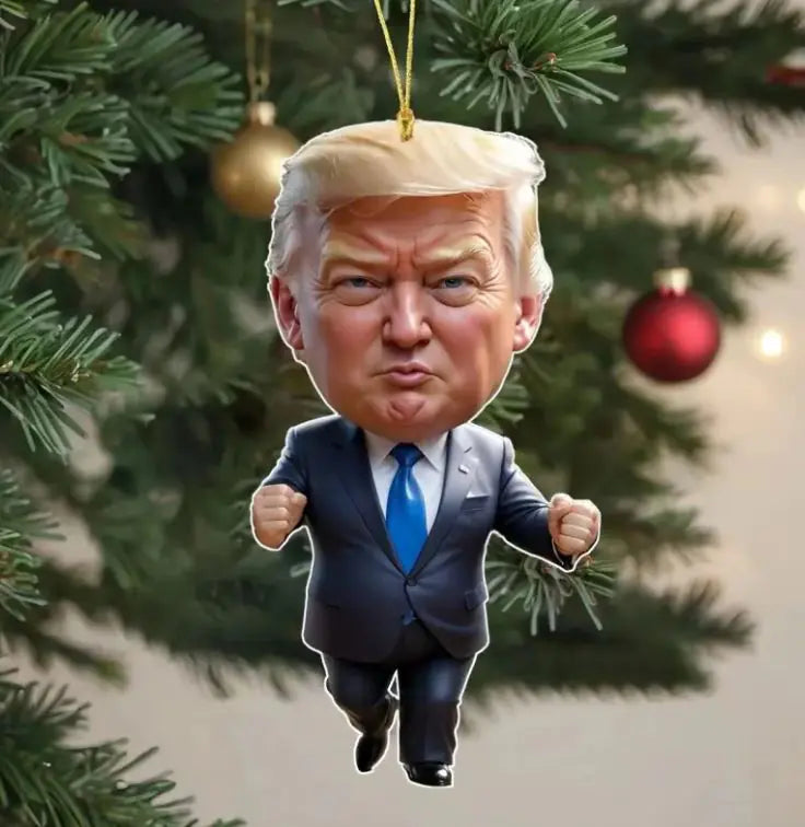 1pc Trump-Inspired Acrylic Christmas Decor Hanging Ornament