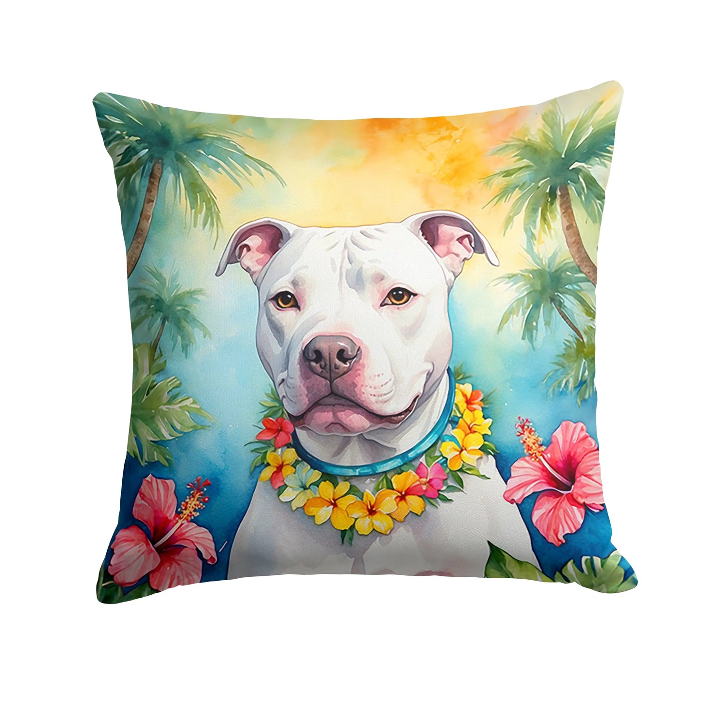 Pit Bull Terrier Luau Throw Pillow