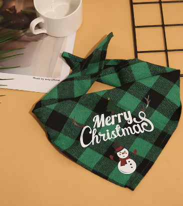 Pet Christmas Plaid Bandanas