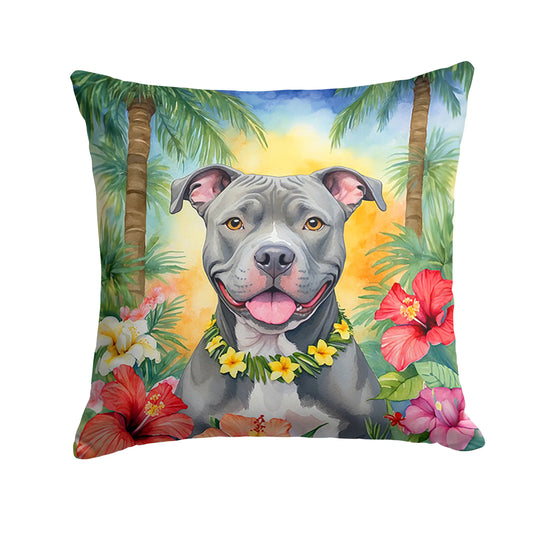 Pit Bull Terrier Luau Throw Pillow