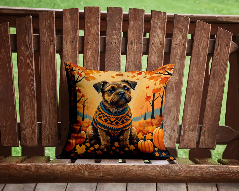 Border Terrier Fall Throw Pillow