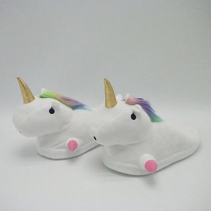 Unicorn Plush Slippers with LED Light: Winter Indoor Warm Shoes