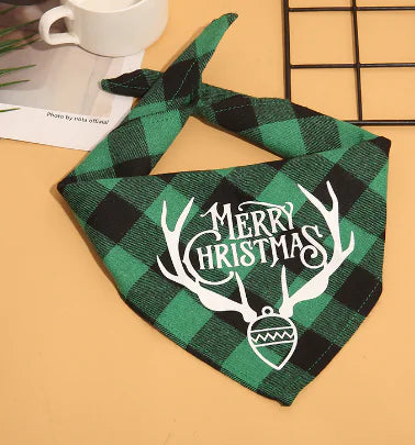 Pet Christmas Plaid Bandanas