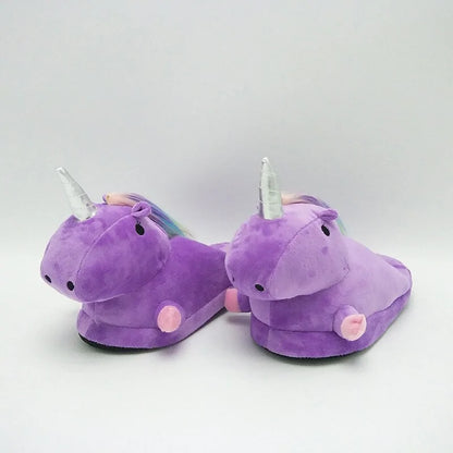 Unicorn Plush Slippers with LED Light: Winter Indoor Warm Shoes