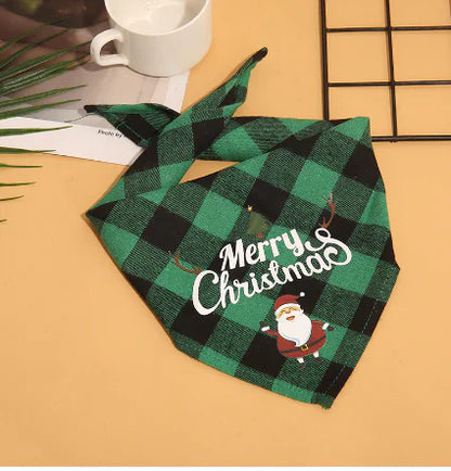 Pet Christmas Plaid Bandanas