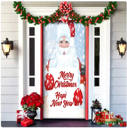 Christmas Forest Background Fabric Door Hanging for Christmas Party Decoration