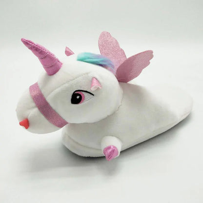 Unicorn Plush Slippers with LED Light: Winter Indoor Warm Shoes