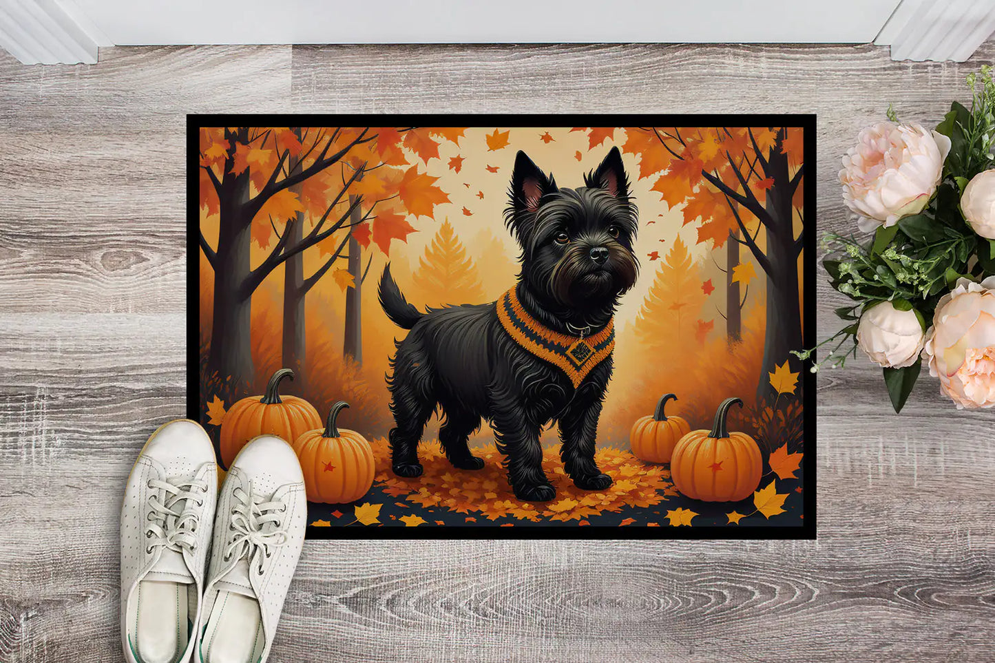 Black Cairn Terrier Fall Doormat