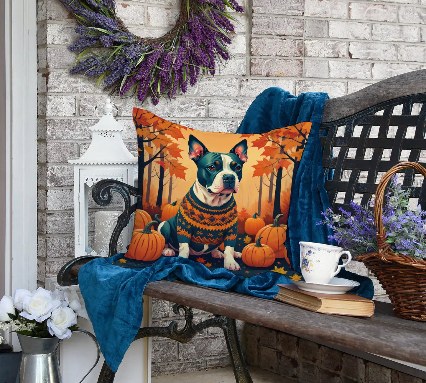 Pit Bull Terrier Fall Throw Pillow