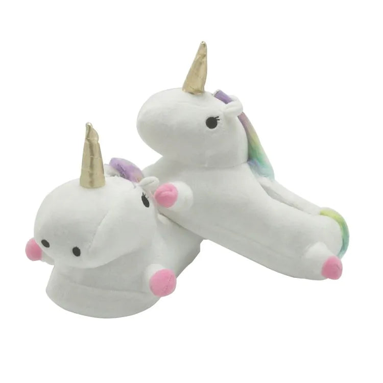 Unicorn Plush Slippers with LED Light: Winter Indoor Warm Shoes