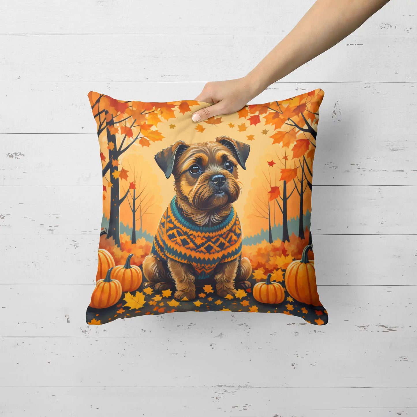 Border Terrier Fall Throw Pillow