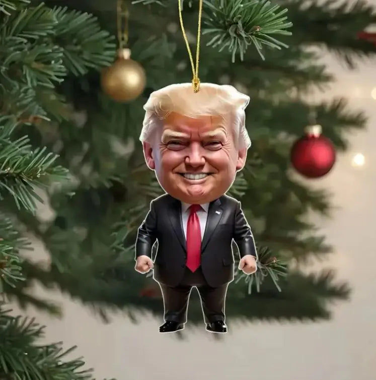 1pc Trump-Inspired Acrylic Christmas Decor Hanging Ornament