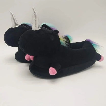 Unicorn Plush Slippers with LED Light: Winter Indoor Warm Shoes