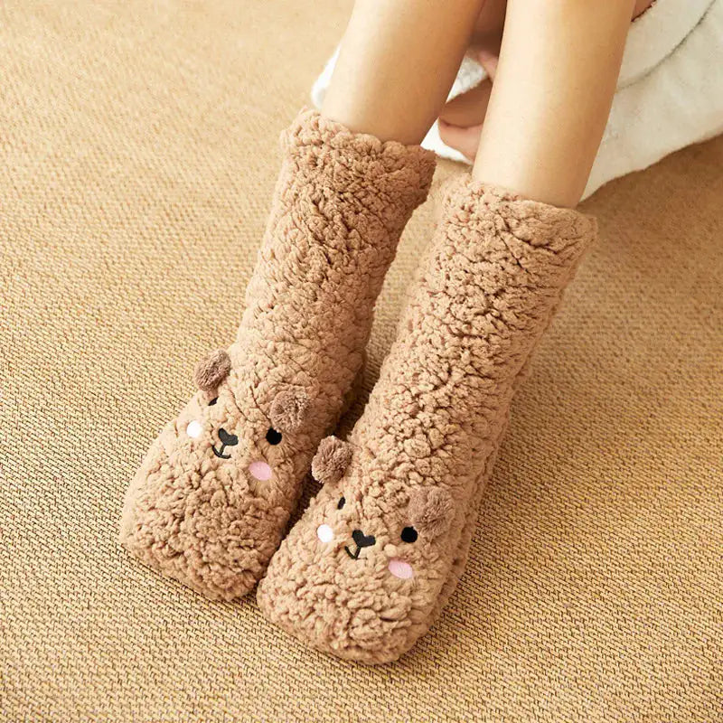 TWS Fuzzy Golden Doodle Slipper Socks