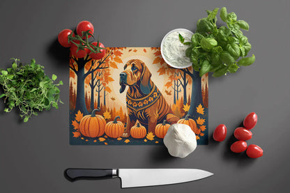 Bloodhound Fall Glass Cutting Board