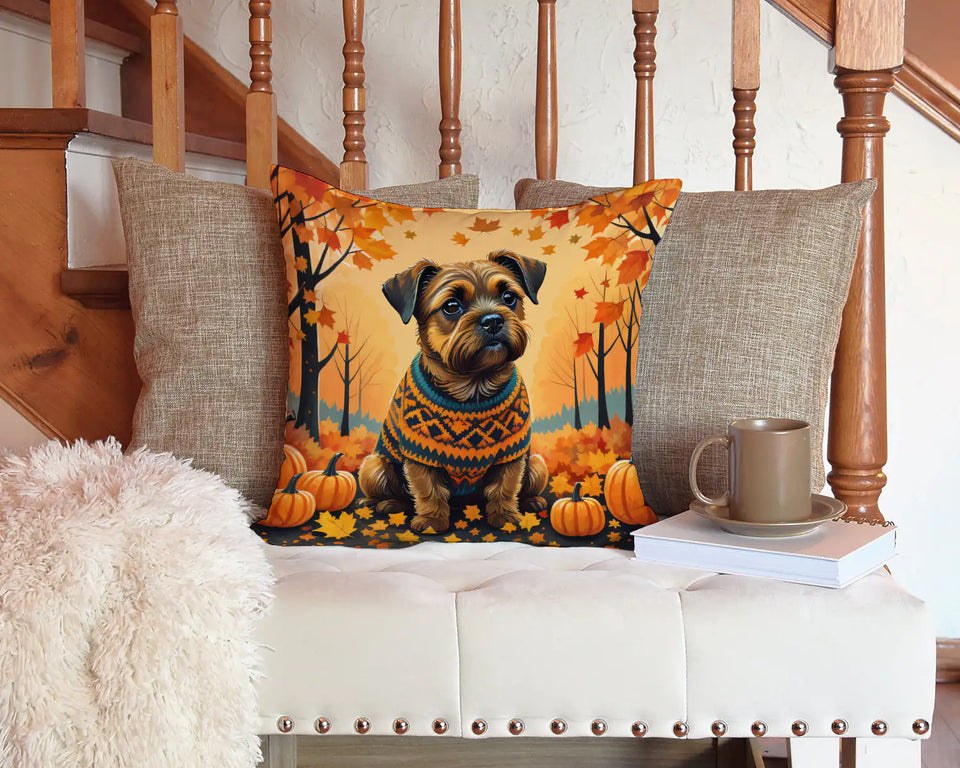Border Terrier Fall Throw Pillow