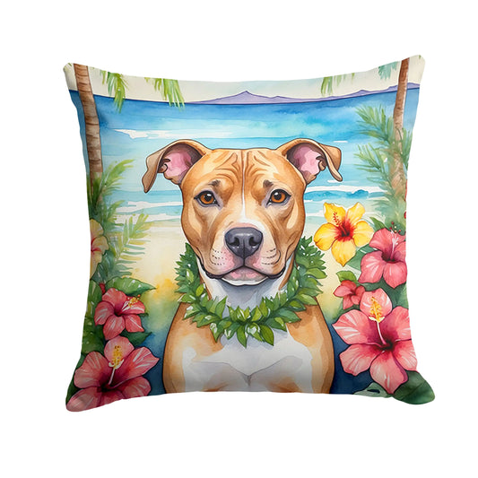 Pit Bull Terrier Luau Throw Pillow