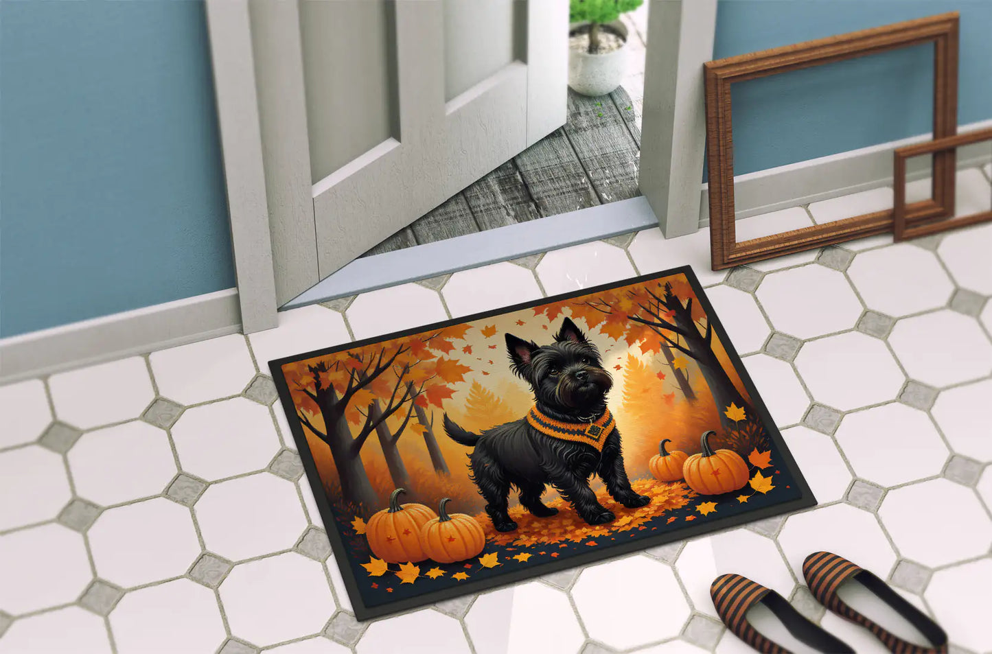 Black Cairn Terrier Fall Doormat