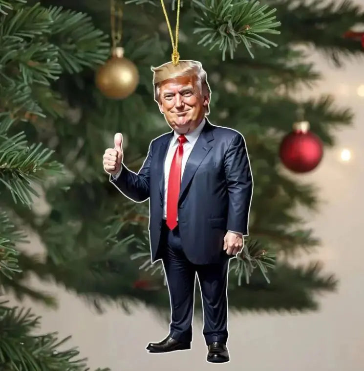 1pc Trump-Inspired Acrylic Christmas Decor Hanging Ornament