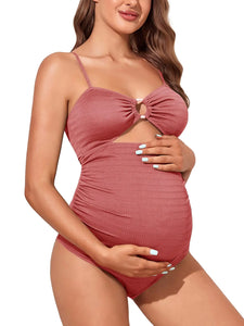 Summer Mae Maternity Swimsuit One Piece Bathing Suit O-Ring Front Pregnancy Swimwear Large