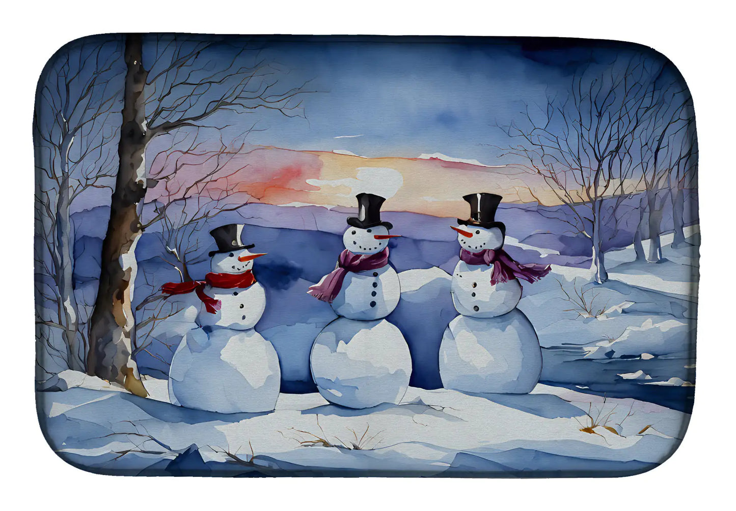 Christmas Snowmen Dish Drying Mat