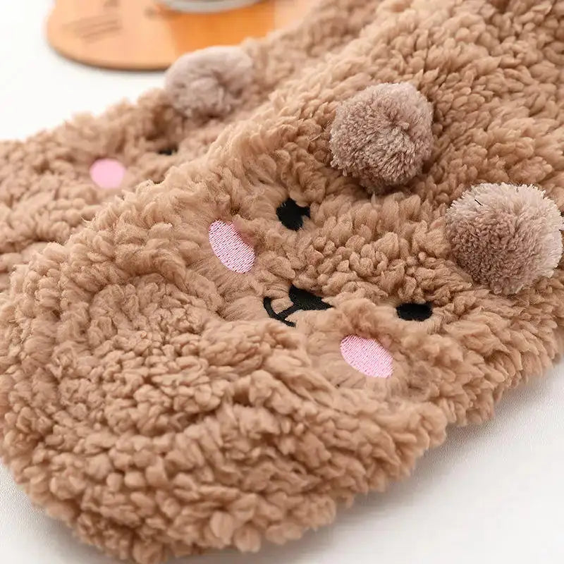 TWS Fuzzy Golden Doodle Slipper Socks