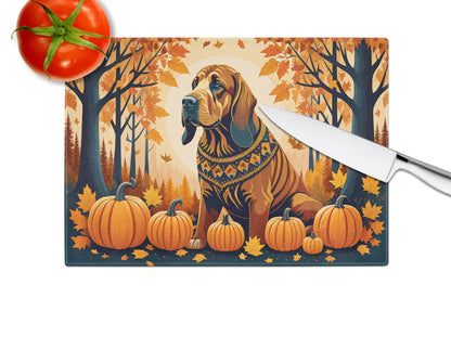 Bloodhound Fall Glass Cutting Board