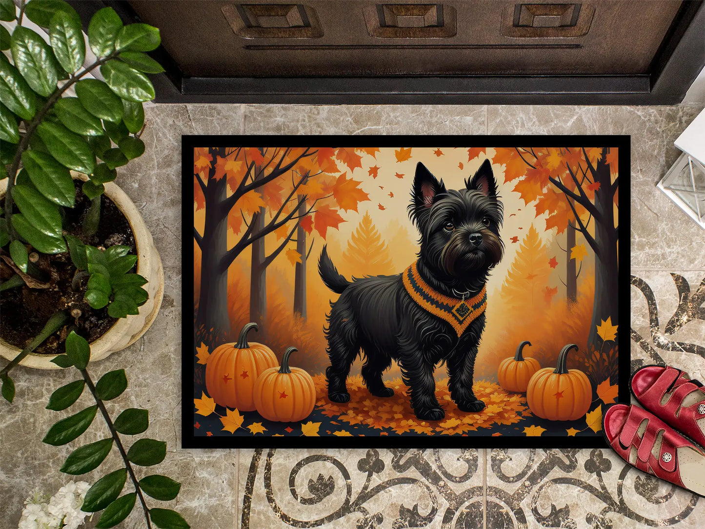 Black Cairn Terrier Fall Doormat