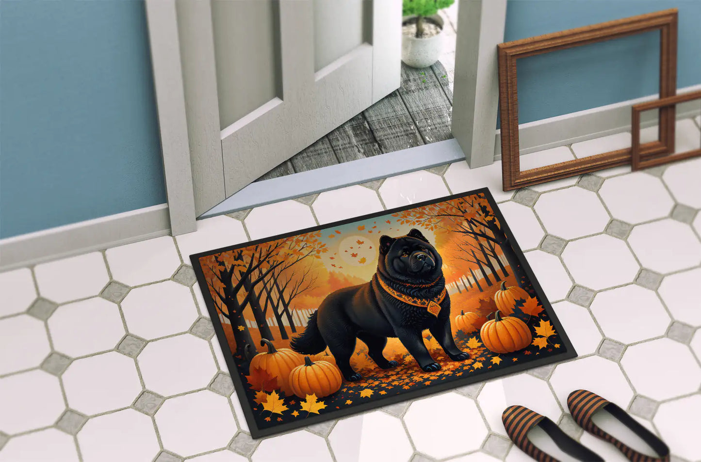 Black Chow Chow Fall Doormat