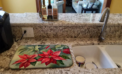 Christmas Poinsettias Dish Drying Mat