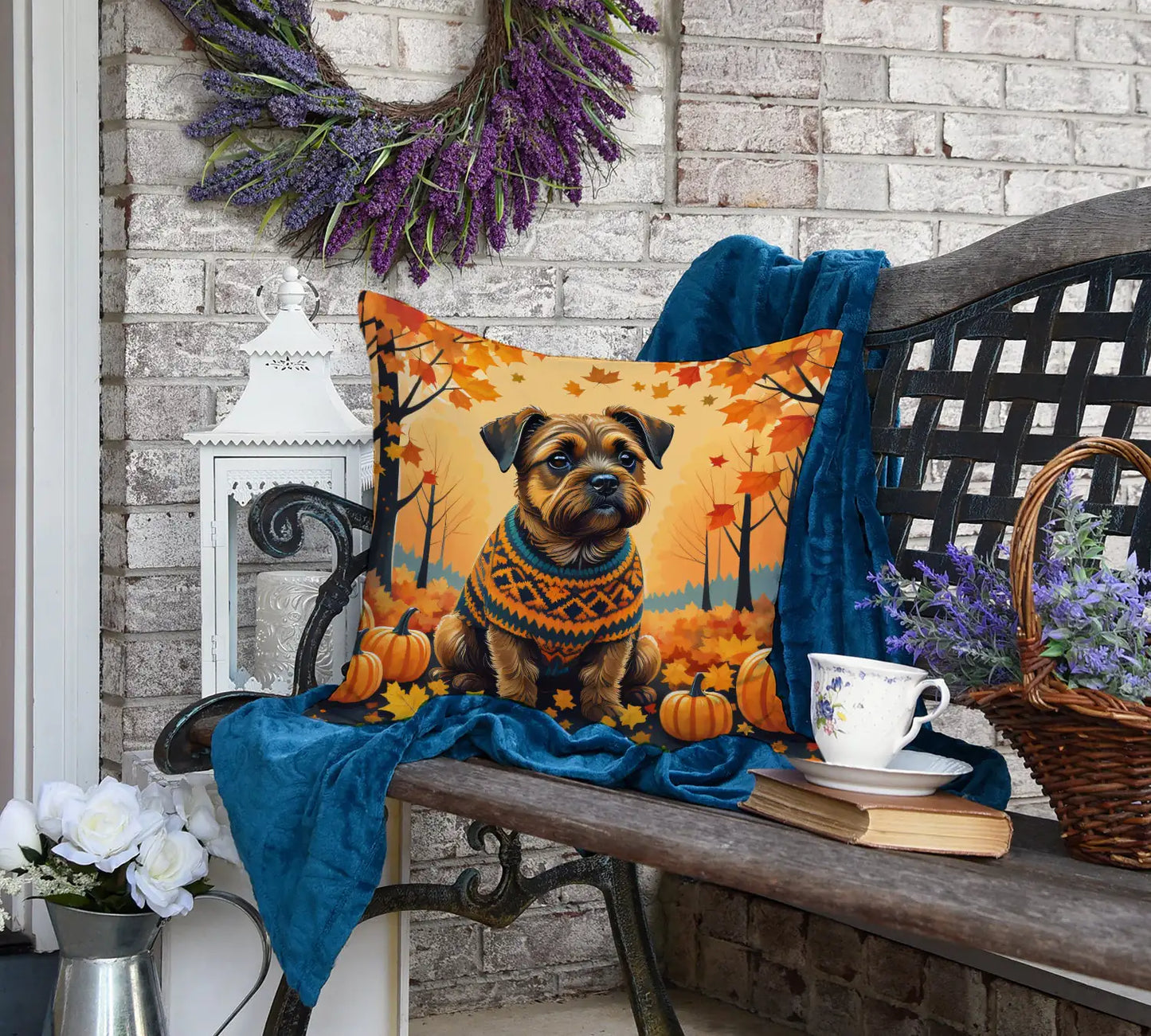 Border Terrier Fall Throw Pillow