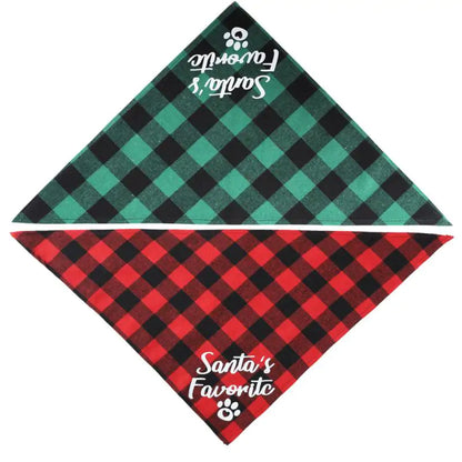 Pet Christmas Plaid Bandanas