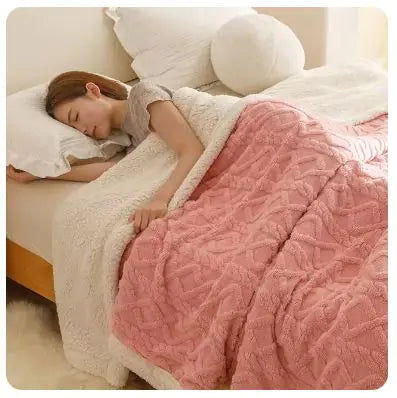 Warm Wool Coral Fleece Throw Blanket