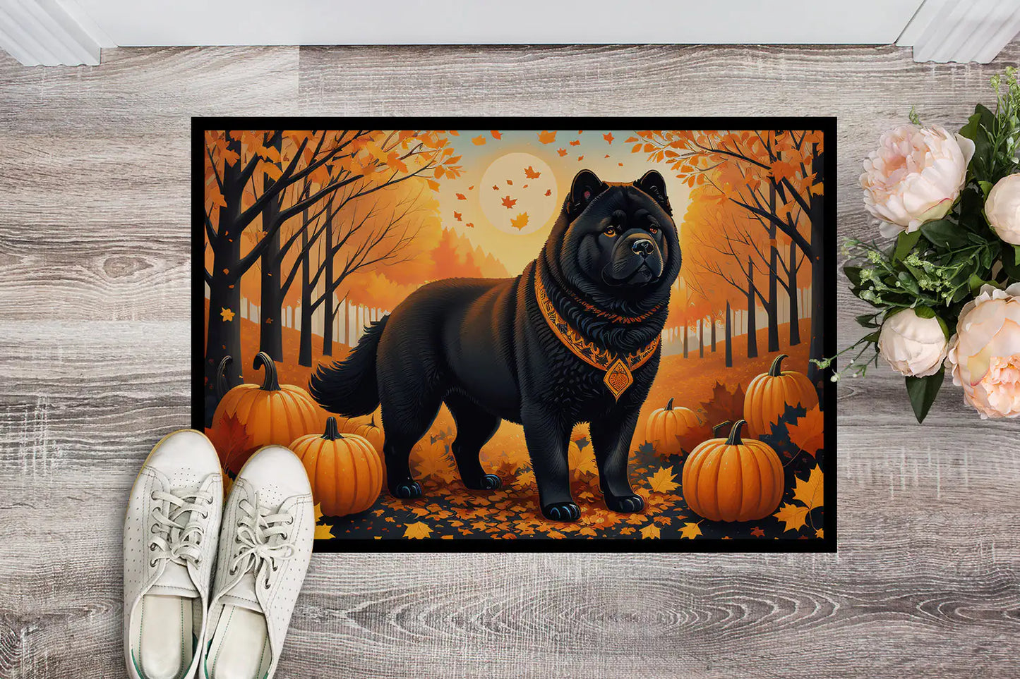 Black Chow Chow Fall Doormat