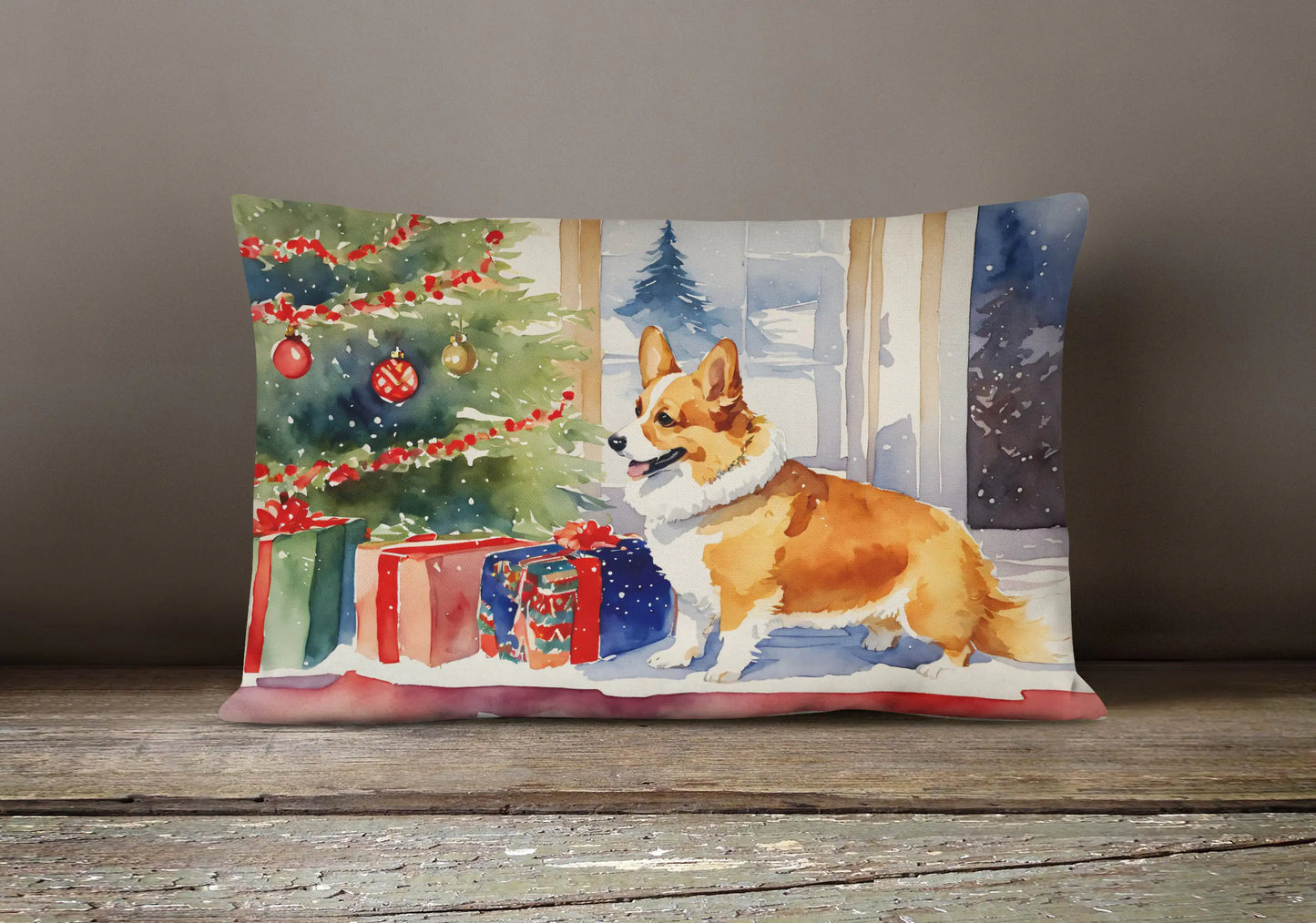 Corgi Cozy Christmas Throw Pillow