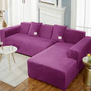 Living Room Velvet Plush L Shaped