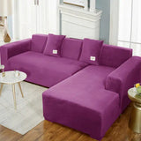 Living Room Velvet Plush L Shaped